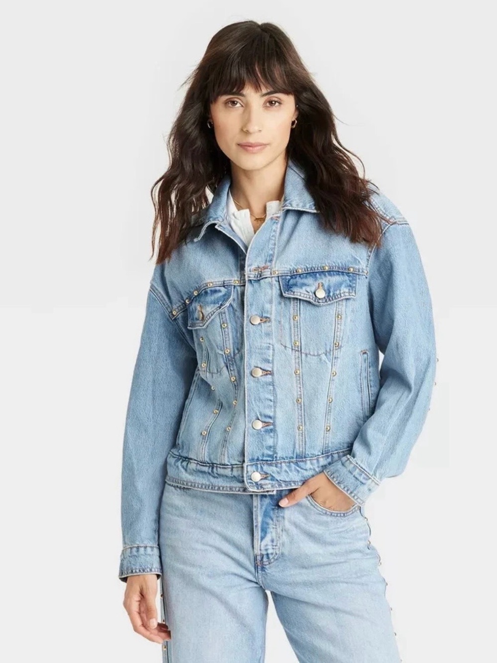 XS Universal Thread Studded Denim Trucker Jacket